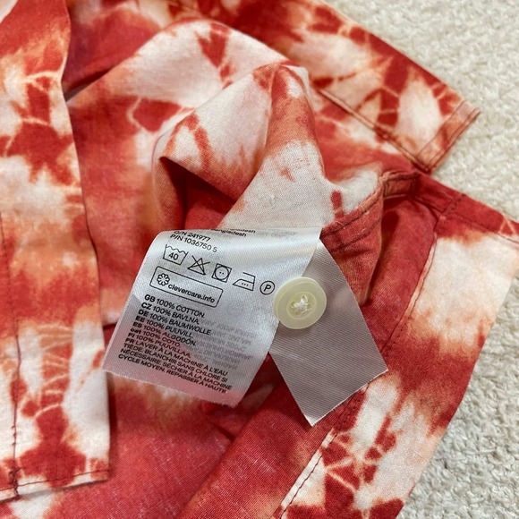 Lot of 2 HM Large Mens Relaxed Fit Short Sleeve Button Down Shirts Blue Red NWOT - Picture 9 of 15